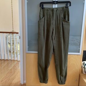 Elodie Olive Green Rayon Parachute Pant Joggers XS